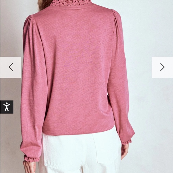 NWOT Boden Pink Lace Detail Women's Blouse - Picture 3 of 8